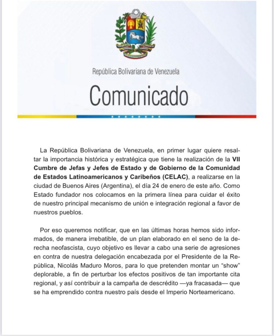 Comunicado de la República de Venezuela 20230123