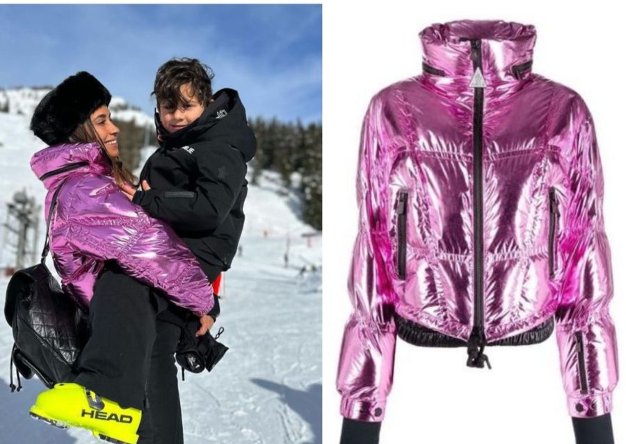 Antonela Roccuzzo usou um puffer rosa metalizado na neve e virou tendência nas redes (o seu valor é de 2.000 euros).