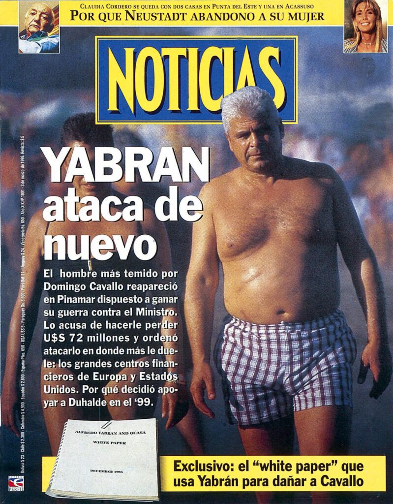 Tapa de la revista Noticias con la primer foto de Yabrán publicada hasta el momento.