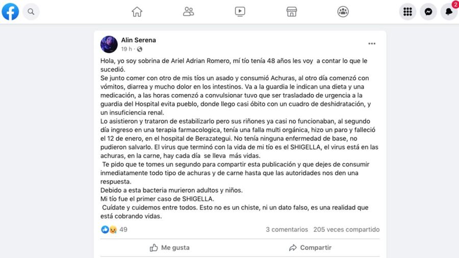 Caso de intoxicación por achuras