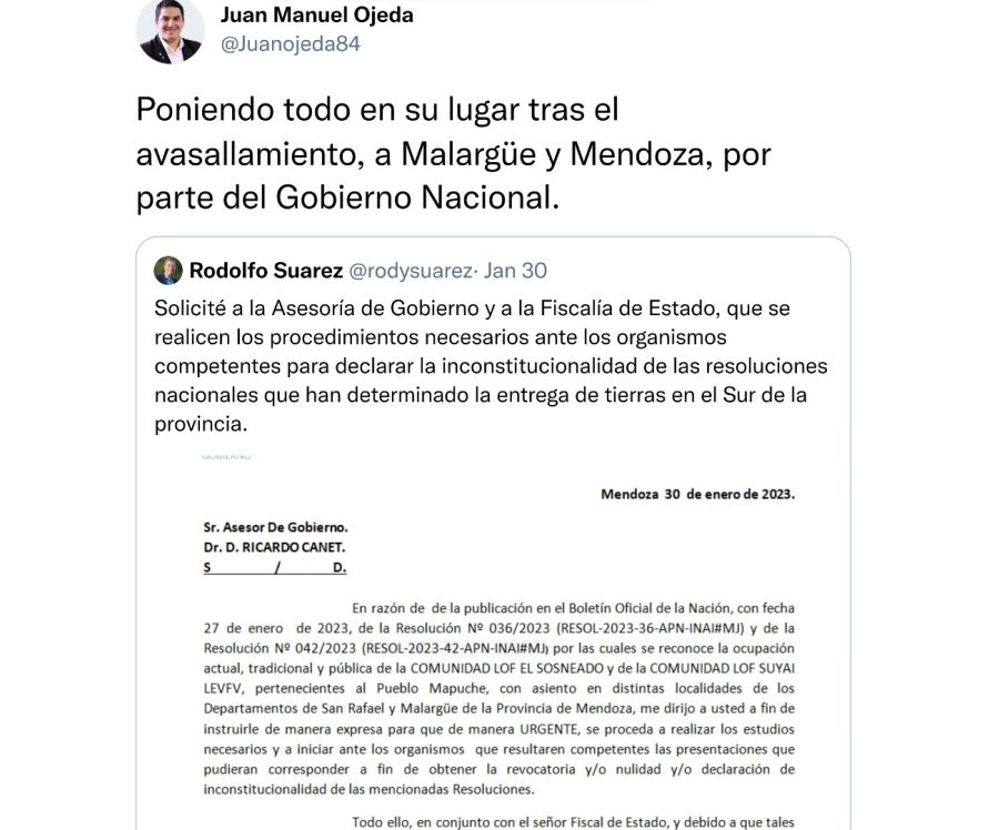 Juan Manuel Ojeda tuit 20230131