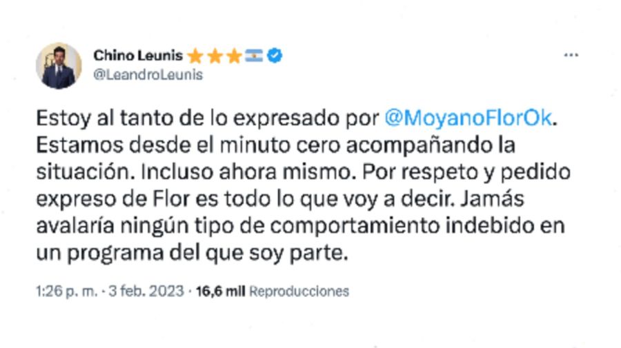 Chino Leunis por la denuncia de Flor Moyano contra Juan Martino