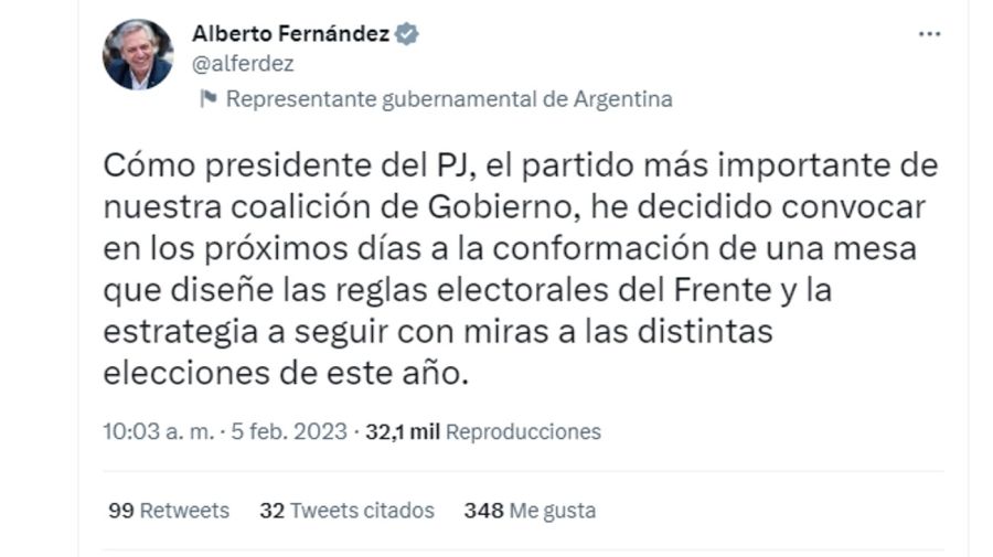 Los mensajes del presidente Alberto Fernández oficializando que habrá mesa política del FdT para definir estrategias y candidatos.