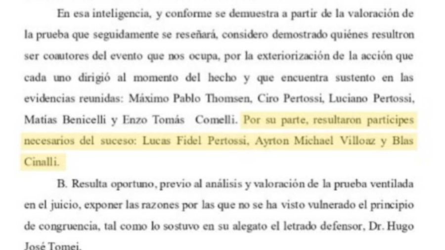 Error en el fallo del juicio de Fernando Báez Sosa 20230208 