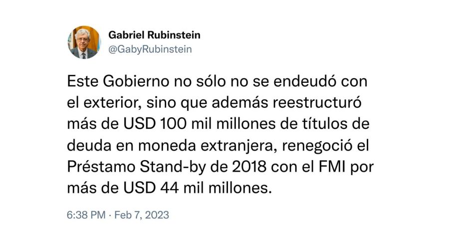 Viceministro de Economía, Gabriel Rubinstein