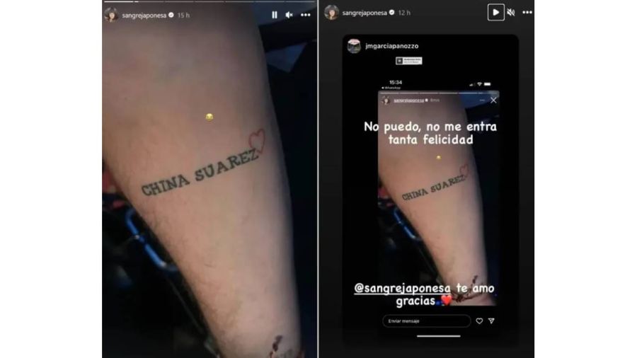 La China Suárez le mandó un un mensaje privado al joven que se tatuó su nombre en el antebrazo
