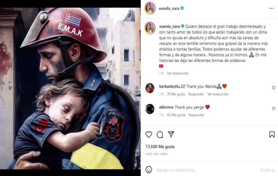 Wanda Nara compartió un emotivo mensaje tras el terremoto en Turquía