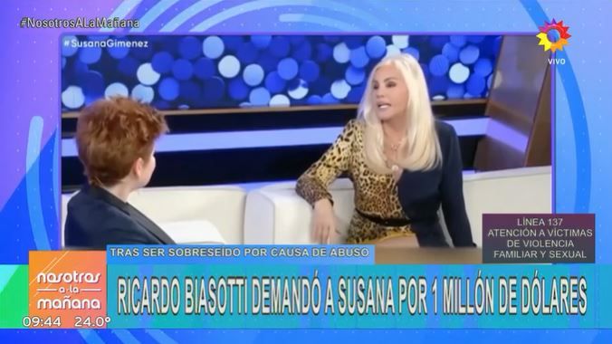 Susana Giménez hablando con Andrea del Boca en su programa