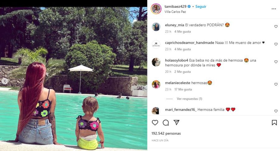 Tamara Báez y los halagos sobre la foto en su Instagram