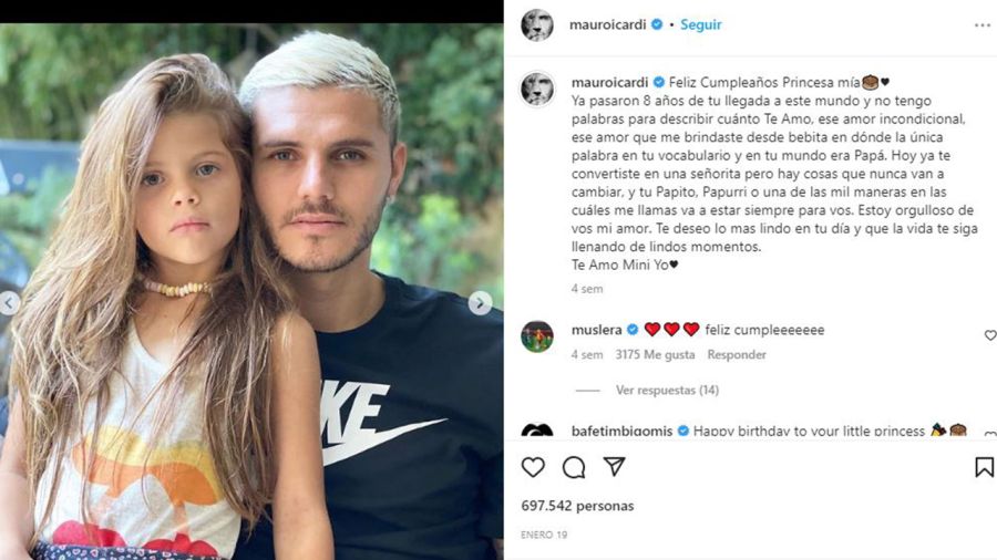 Mauro Icardi y el saludo para su hija en Instagram