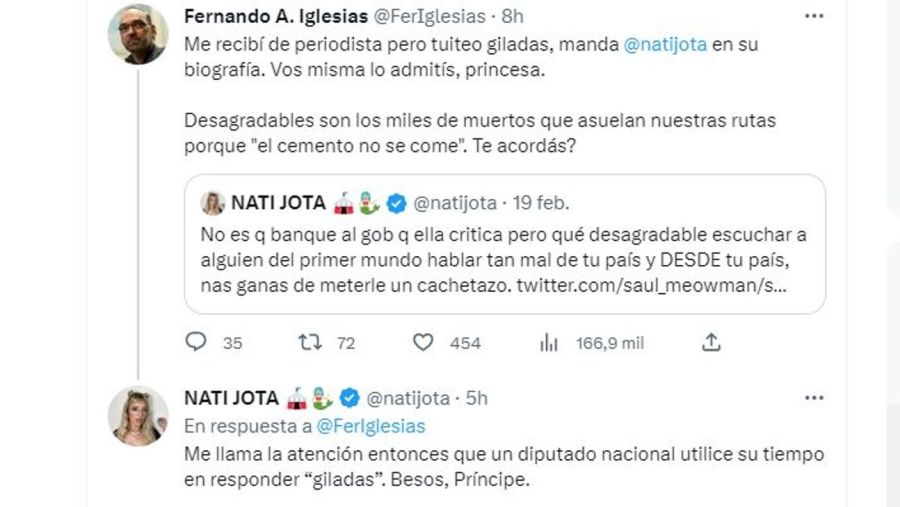 Fernando Iglesias y Nati Jota cruce