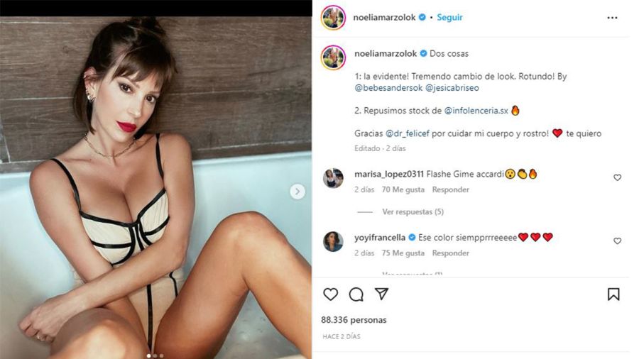 Noelia Marzol y su publicación en Instagram