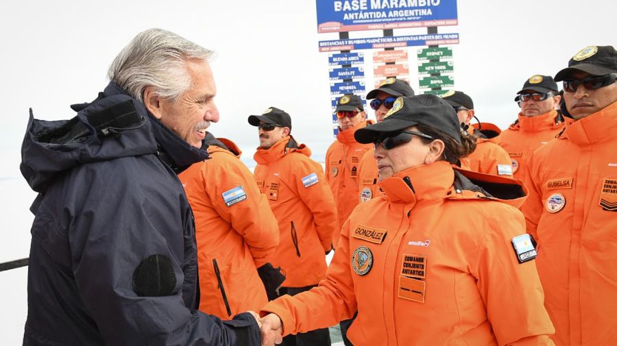 El presidente Alberto Fernández en la Base Marambio, Antartida 