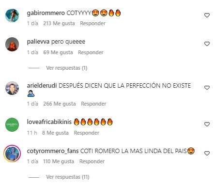 Los comentarios de los seguidores en la publicación de Coti Romero