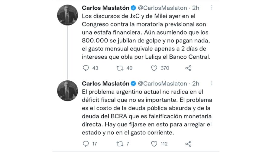 Tweets Milei - Maslatón