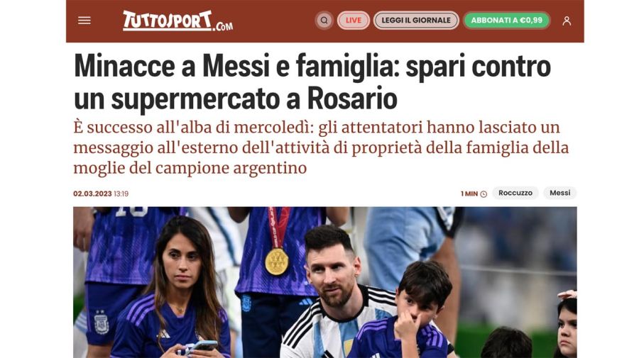 The portals of the world for the news linked to Messi and his wife