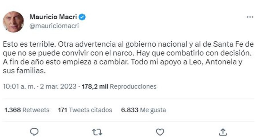 Mensaje Mauricio Macri ataque supermercado familia Antonela Roccuzzo