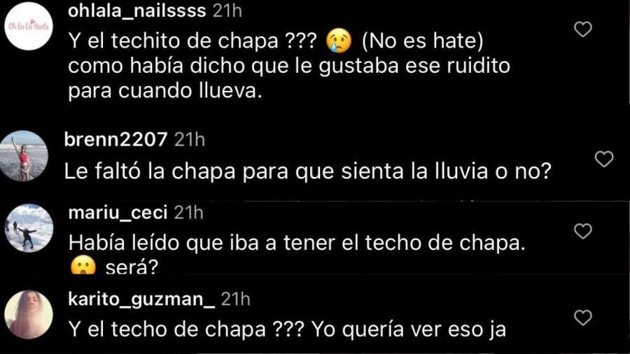 Comentarios en el posteo de Barby Franco