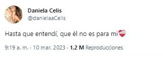 El tweet de Daniela Celis que confirma su ruptura con Thiago 