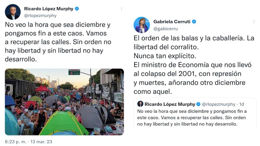 Cruce entre Gabriela Cerruti y Ricardo López Murphy