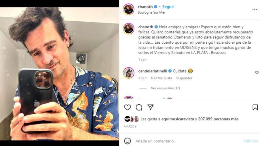 Publicación de Chano en Instagram