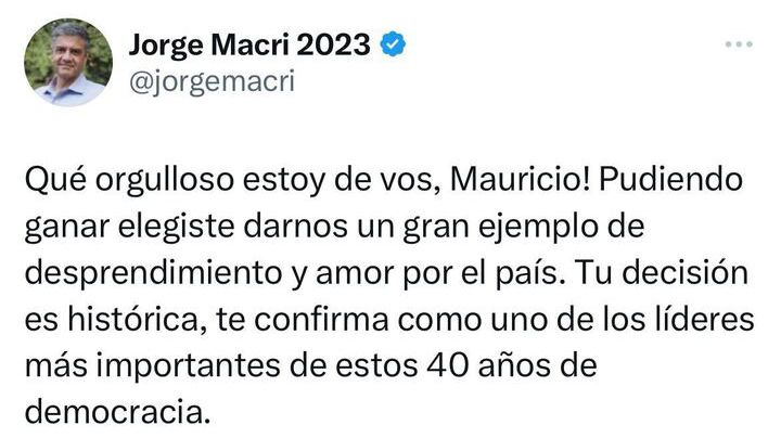 El mensaje de Jorge Macri luego que Mauricio Macri anunciara que no será candidato.