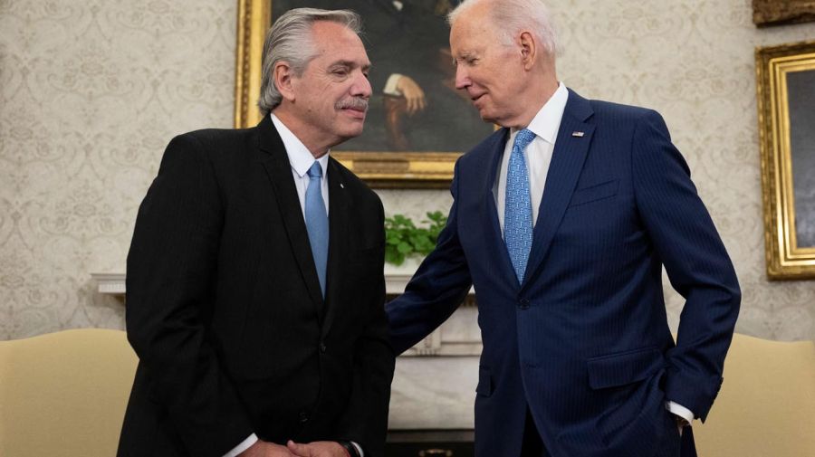 Alberto Fernández en su encuentro bilateral con Joe Biden en la Casa Blanca