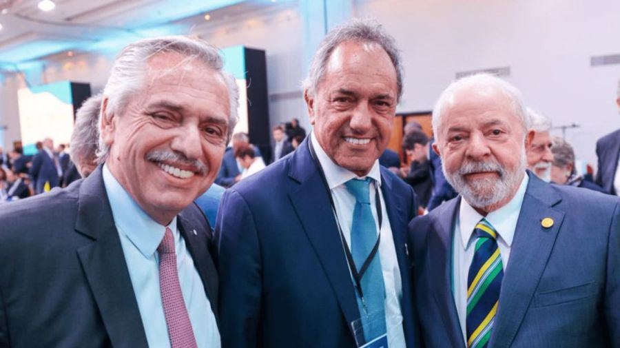 Daniel Scioli junto a Alberto Fernández y Lula da Silva