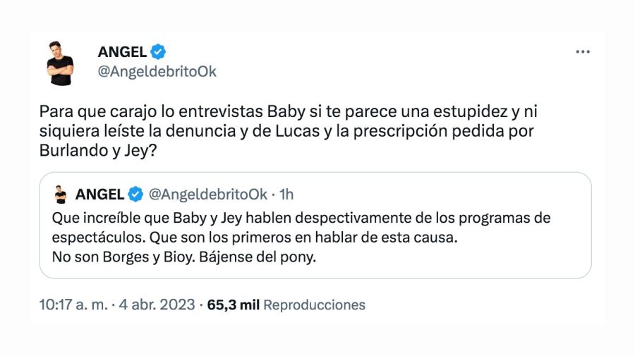 Ángel de Brito contra Jey Mammón por la entrevista a Baby Etchecopar