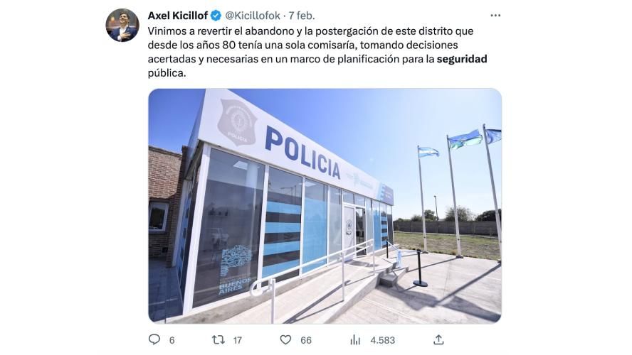 Tuits de Axel Kicillof sobre seguridad.