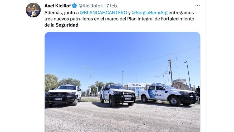 Tuits de Axel Kicillof sobre seguridad.