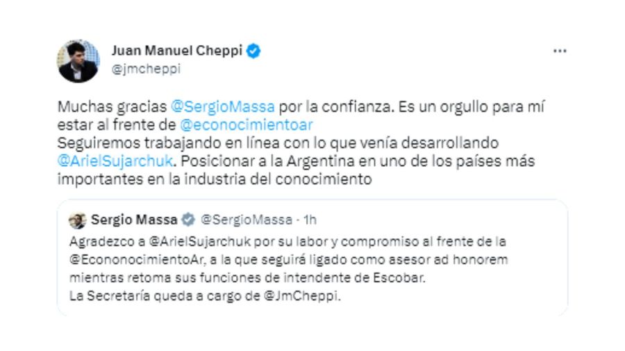 Tuit de Juan Manuel Cheppi 20230406