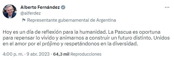 Tweet Alberto Fernández