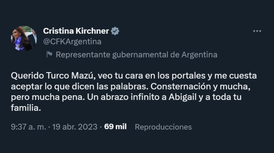 Tuit de Cristina Kirchner