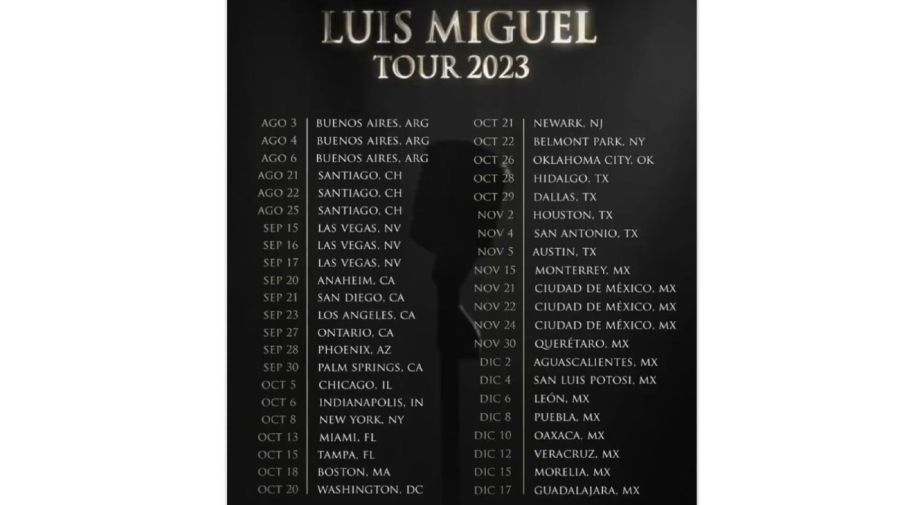 Tour Mundial Luis Miguel fechas ciudades Buenos Aires