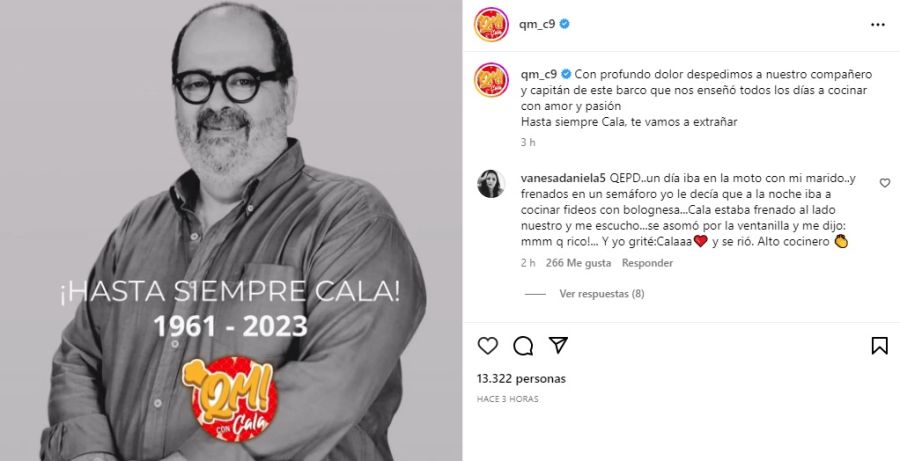 Posteo de Qué Mañana sobre Guillermo Calabrese