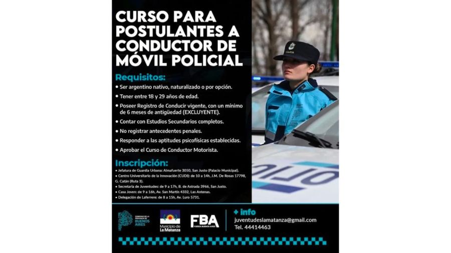 La provincia de Buenos Aires convoca civiles para manejar los patrulleros en el conurbano