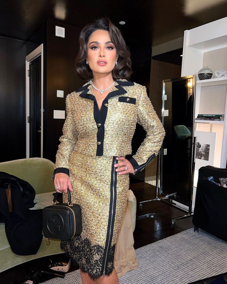 El vestido Gucci de Salma Hayek inspirado en Jackie Kennedy