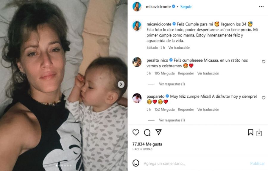 Mica Viciconte mostró como arrancó su primer cumple como mamá: 