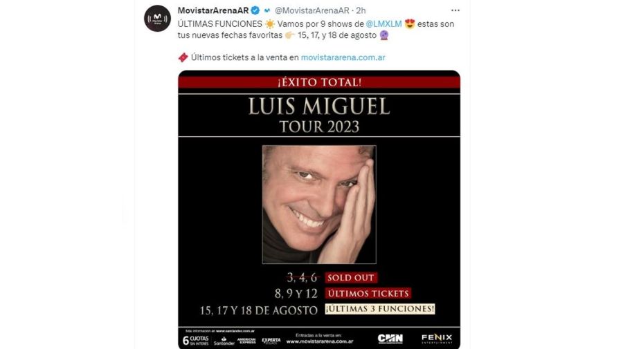Luis Miguel conciertos fechas Argentina