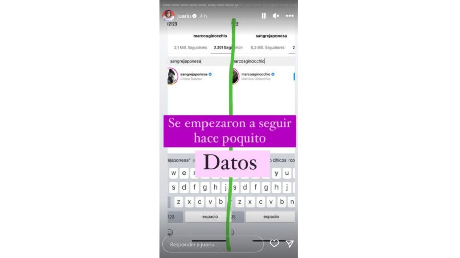 La China Suárez y Marcos Ginocchio se siguen en Instagram