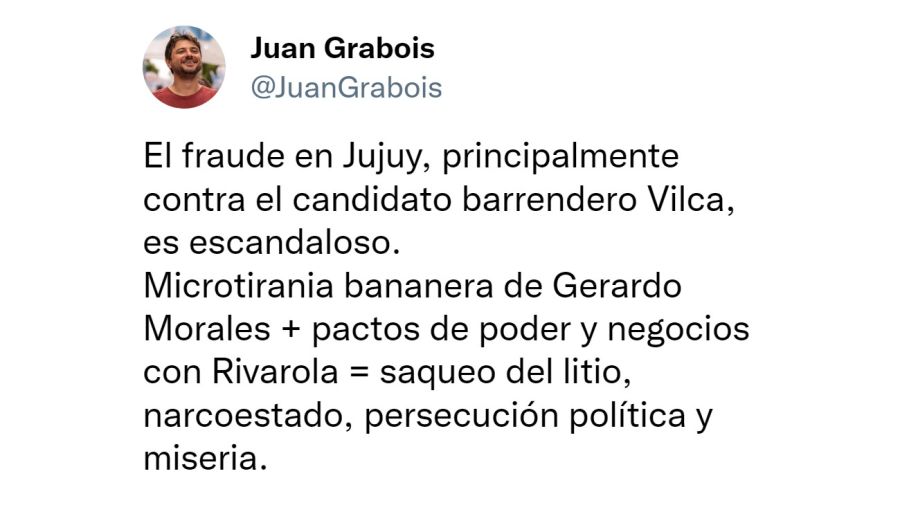 20230508 Juan Grabois criticó a Gerardo Morales por la elección en Jujuy.
