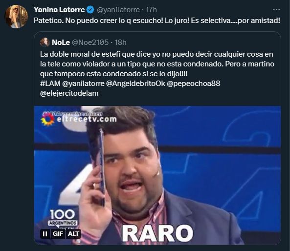 Yanina Latorre tweet
