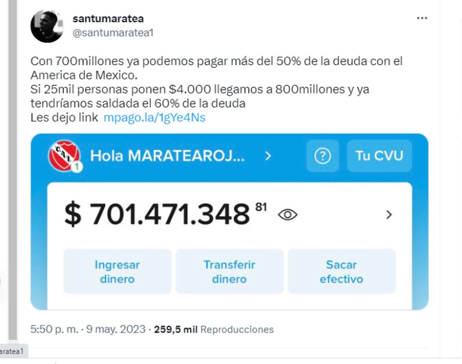 20230510 Tweet de Santiago Maratea.