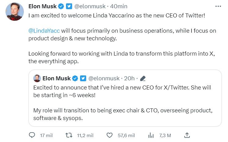 Tuit Elon Musk sucesora Twitter