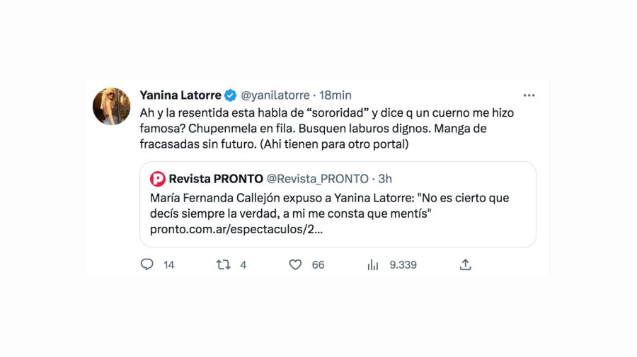 Yanina Latorre contra María Fernanda Callejón