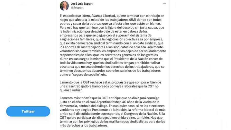 José Luis Espert Tweet 20230518