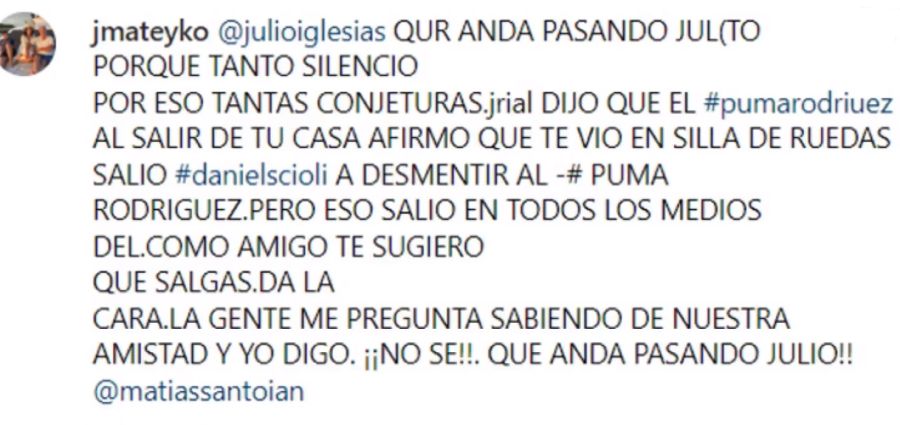 World alert for the health of Julio Iglesias: 