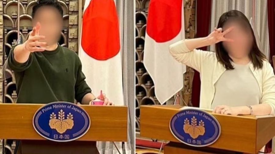 Fiesta del hijo del primer ministro japonés en la residencia oficial.