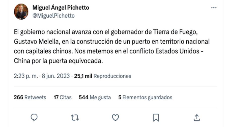 Miguel Ángel Pichetto tuit 20230608